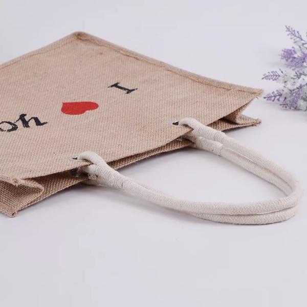 Washable Personalized Jute Beach Bags / Mini Jute Gift Bags With Handles