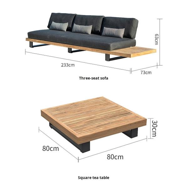 High End Nordic Garden Rust-proof Teak Sofa Set For Outdoor Villa Resort Furniture