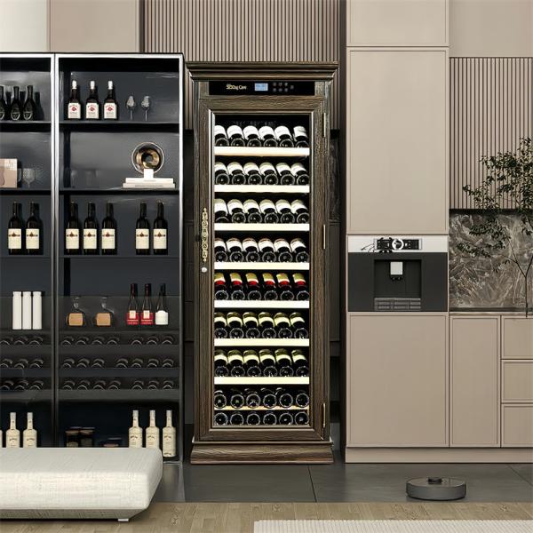 Wood Frame Drinks Refrigerator Freestanding Kitchen Wine Cooler Cabinet