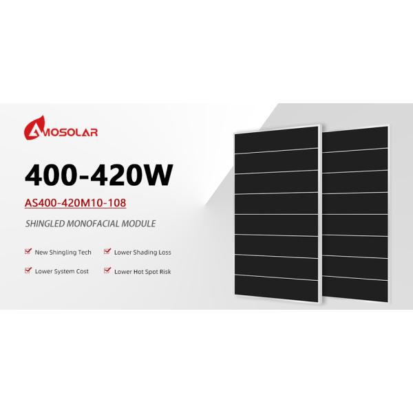 Anodized Aluminium Alloy Frame 410W Shingled Solar Panels Pv Module for Solar Roof Panel