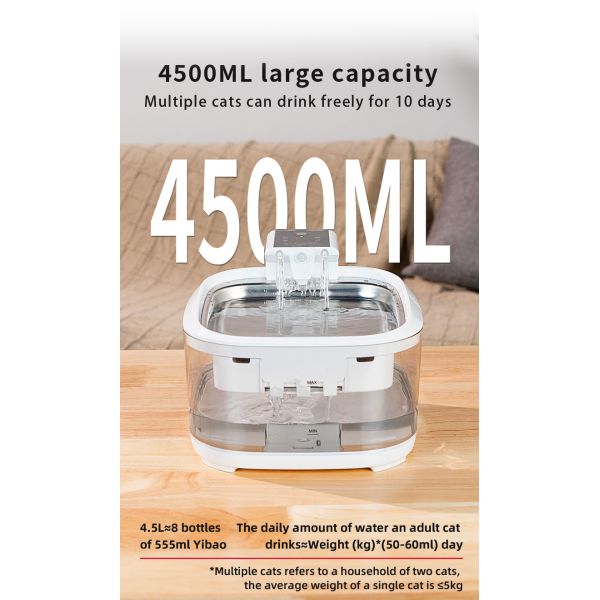 Eco-Friendly Large Capacity Wireless Smart Pet Water Fountain with 304 Stainless Steel & PC Automatic for Cats & Dogs Indoor Use