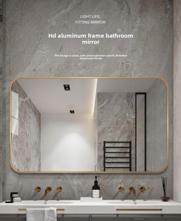 Modern Rectangular Wall-Mounted Bathroom Vanity Mirror IP44 Protection Rating Aluminum Alloy Touch Switch Villa Apartment Use