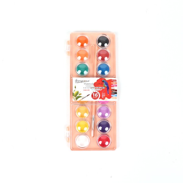 16 Colors Blu Pink Paint Tool Set Drawing Toys Pen Children'S Gifts Christmas New Year Birthday Toys Watercolor Cakes