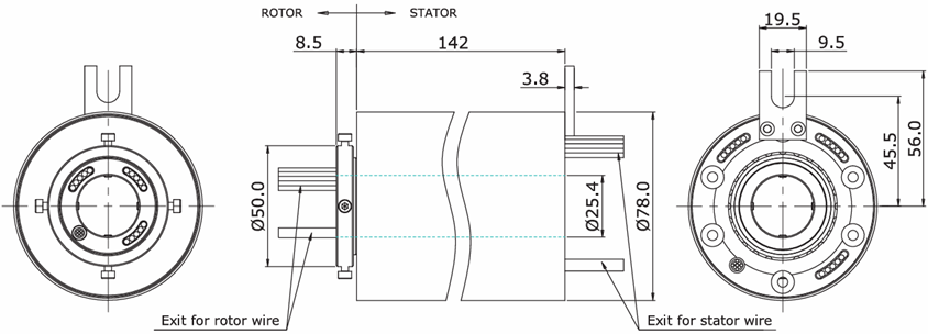 IP54 Servo Slip Ring 120VAC 240VAC 380VAC With Integrated Pneumatic / Electric Transmission