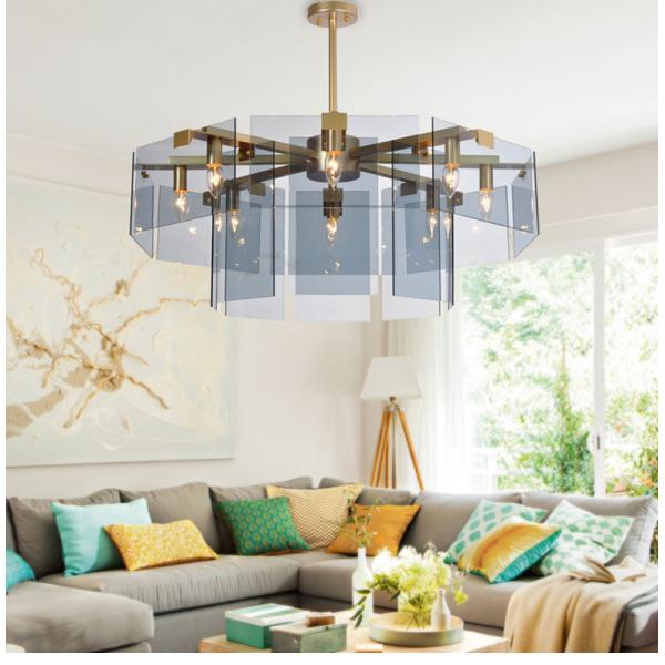 Post-modern simple square lens glass pendant lamp living room chandelier Dining room chandelier