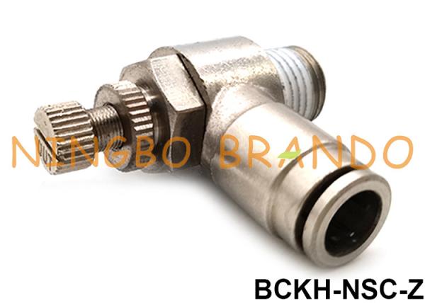 Empurrar de bronze apropriado pneumático do metal do controle de velocidade de fluxo de ar o ′ do ′ do ′ 1/2 do ′ do ′ 3/8 do ′ do ′ 1/4 do ′ do tubo M5 M6 1/8