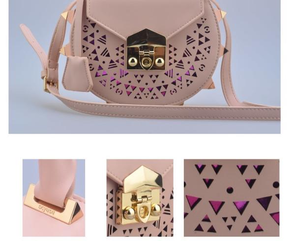 2016 Korean version of the new shoulder bag female fashion rivets hollow pattern portable diagonal package