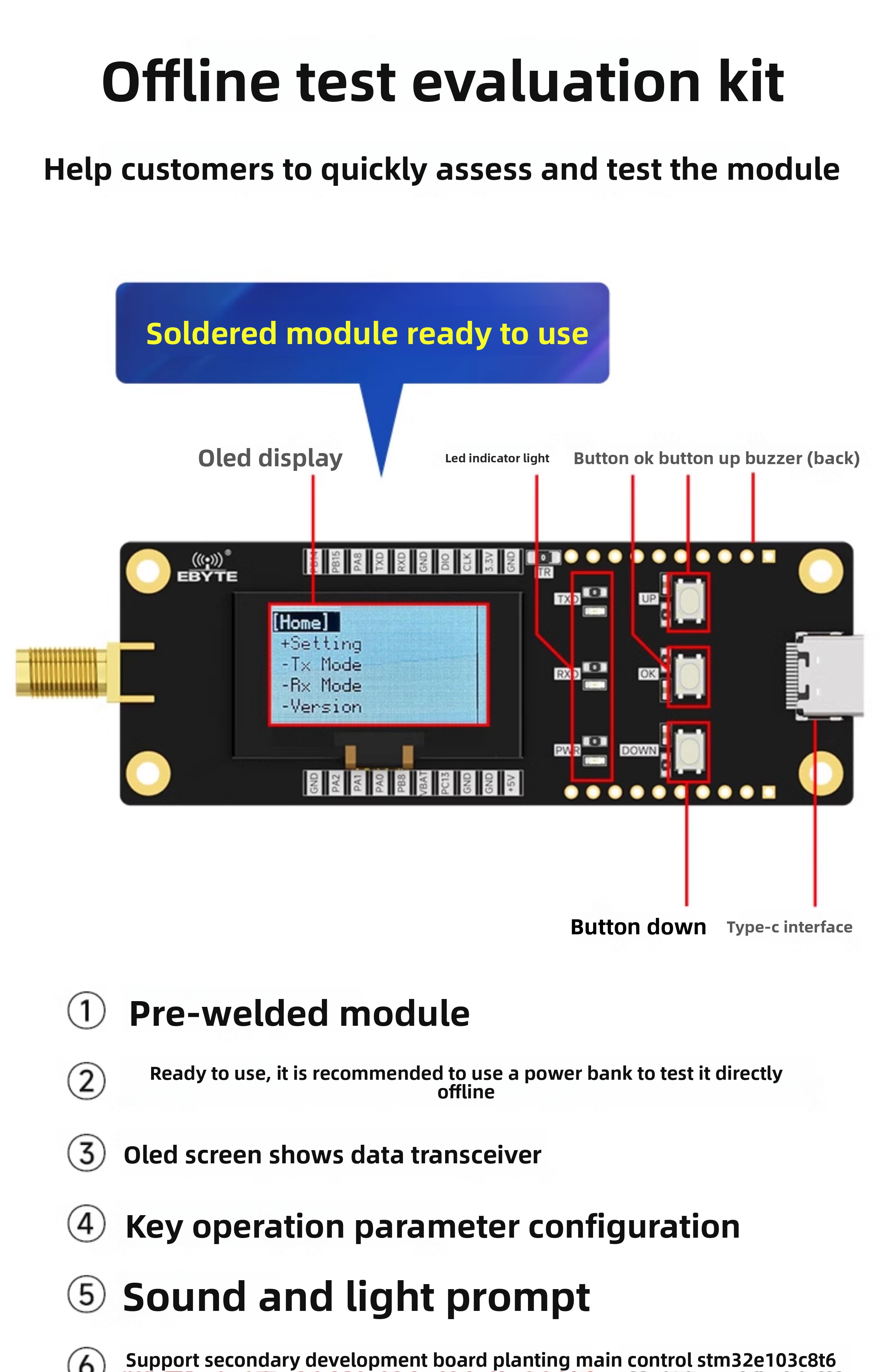 Ebyte SX1262/1268 Wireless LoRa Development Board for Test Kit Serial Port Transceiver Module for Drones Accessories