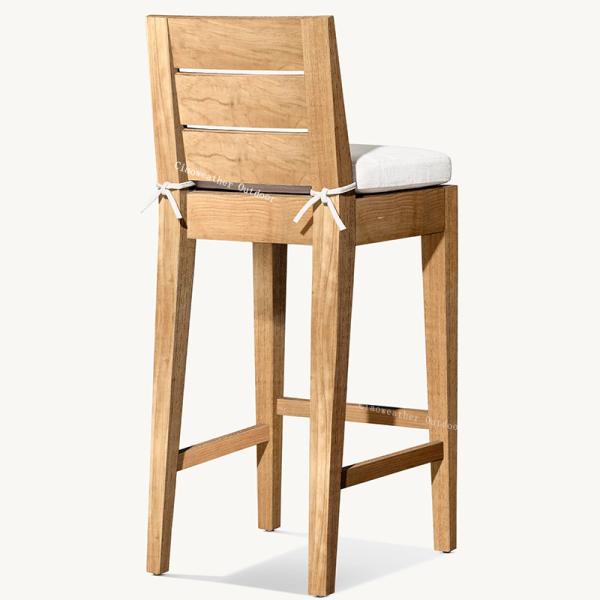 Solid Wood Style Courtyard Teak Wood Chair for Outdoor Garden Patio Hotel Bar Stool