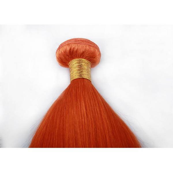 Customized Orange Silk Straight Virgin Human Hair Extensions Double Stitch Weft