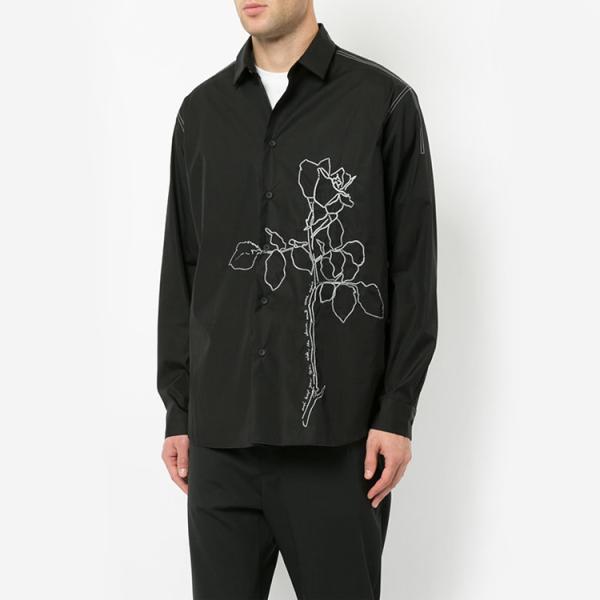 Black Color Mens Fashion Casual Shirts Long Sleeve Slim Fit Breathable