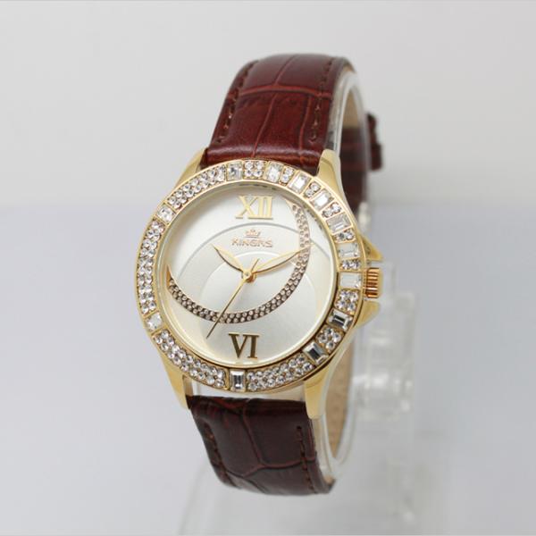 34.5mm Diamond Women Jewelry Watch Round Water Resistant 3 Hands