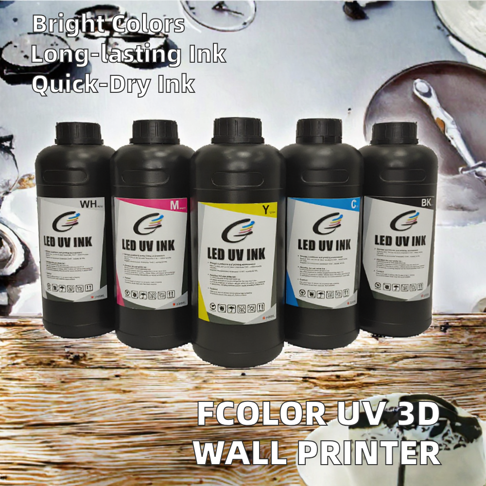 FCOLOR UV Printer Ink 1000ml Hard Soft Printing LED UV Ink for Epson I3200 XP600 I1600 TX800 L805 1390 DX4 DX5 DX7 DX10