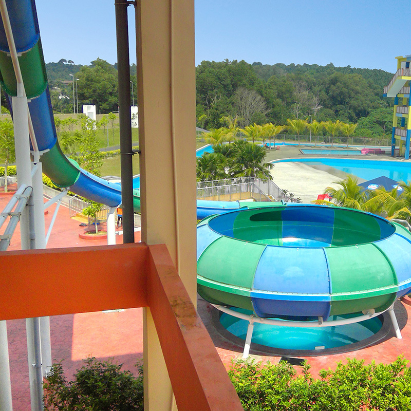 High Speed Space Bowl Water Slide Space Bowl Slide 10m FRP Thrill Ride Water Park Equipment 