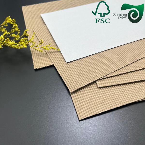 FSC E  Flute Single Wall Corrugated Cardboard Sheets For Brown Coffee Cup Covers