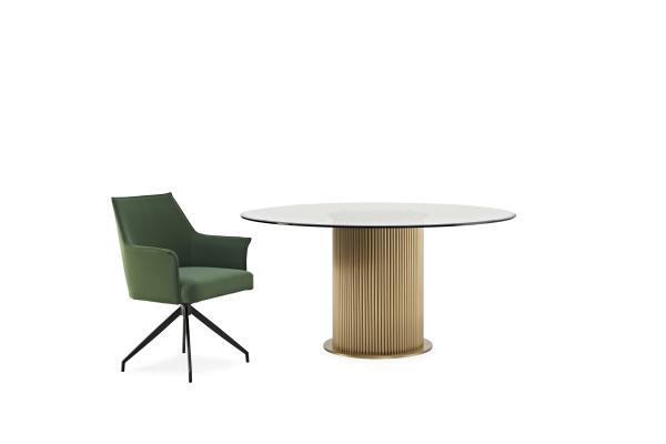 Modern Round Glass Dining Table Transparent Glass Top Dining Table With Stainless Steel Base 8 Seater