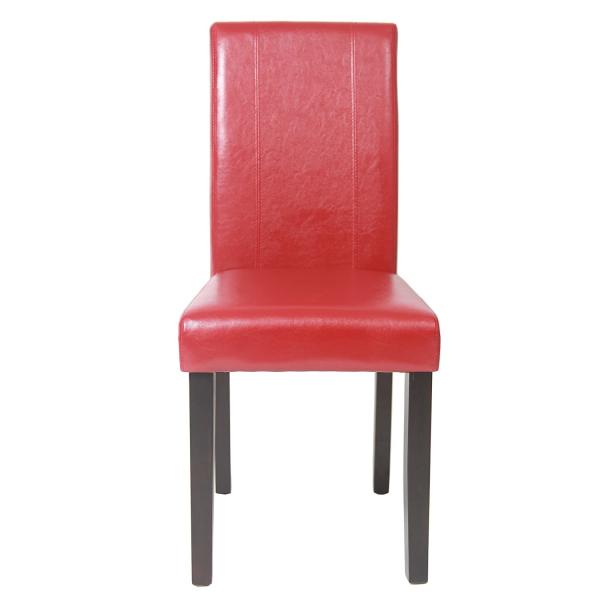 Urban Solid Wood Leatherette Padded Dining Room Chairs , Colored Wooden Dining Chairs Red