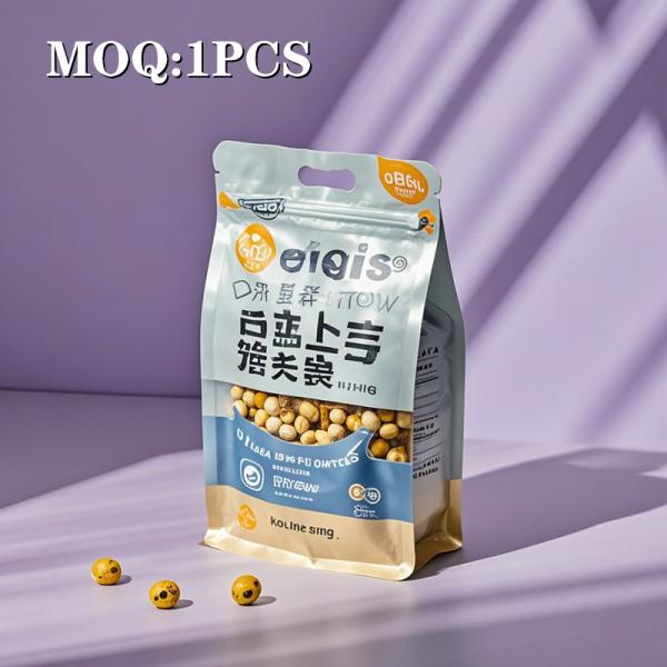 Custom Matte Finish Stand up Pouches Mylar Bags with Window for Food Packaging