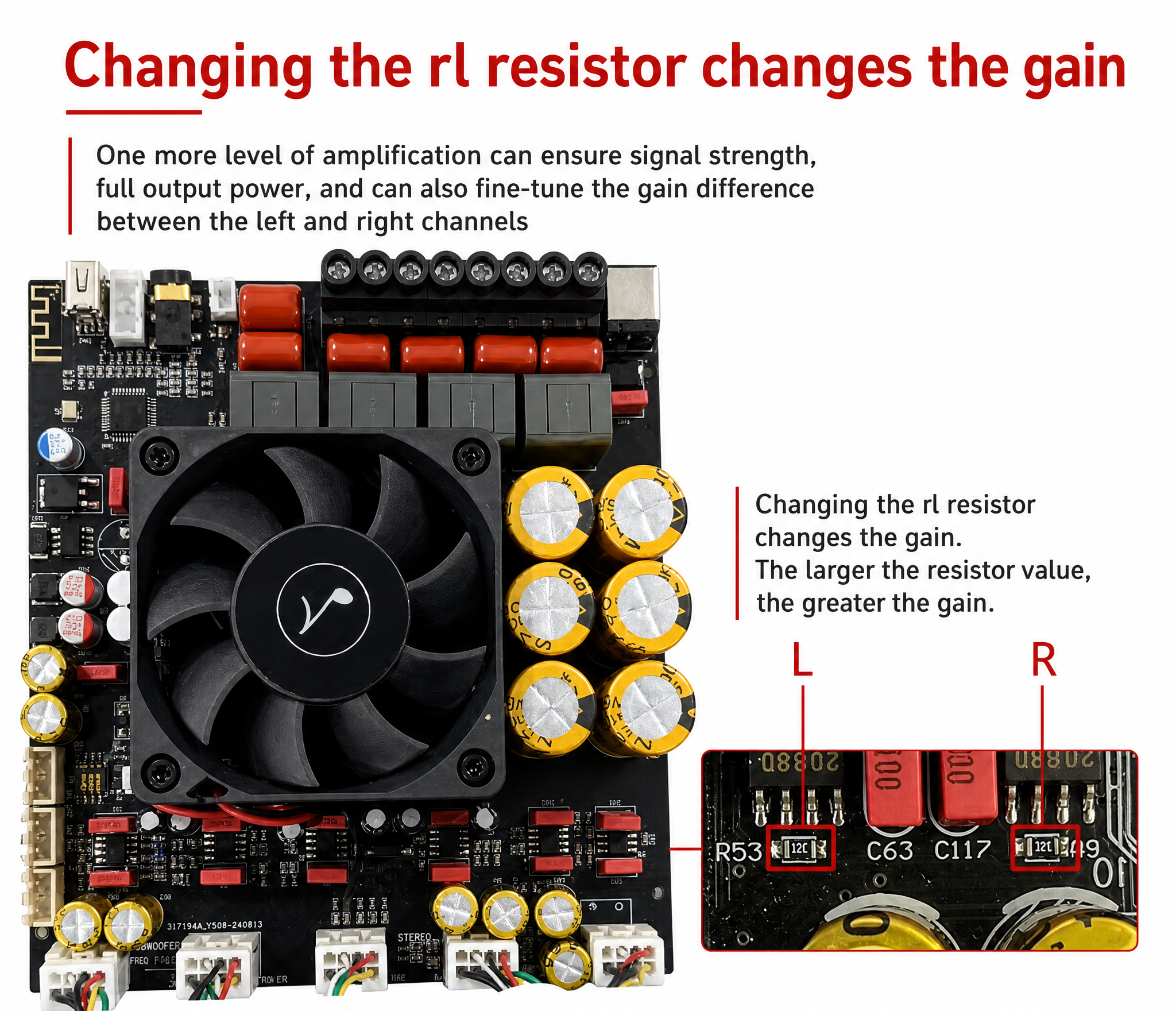 AD21P Qualc BT Wireless 2.1 Channel Class D Power Amplifier Board TPA3255 300Wx2+600W for Home Theater Subwoofer OEM