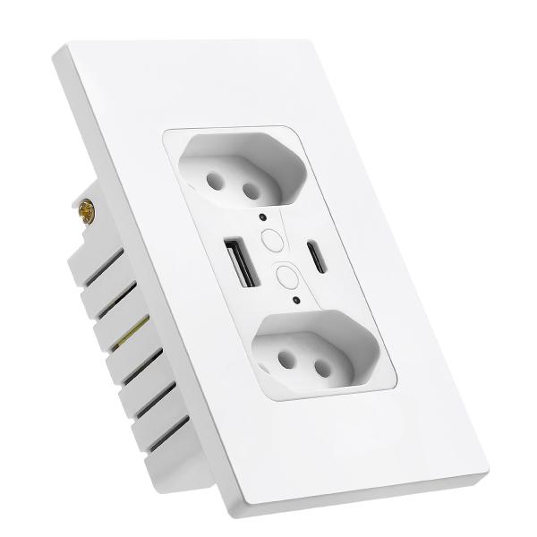 Annatel Tuya Wifi Socket 110V - 240V Brazilian Wall Outlet With USB And Type C Socket