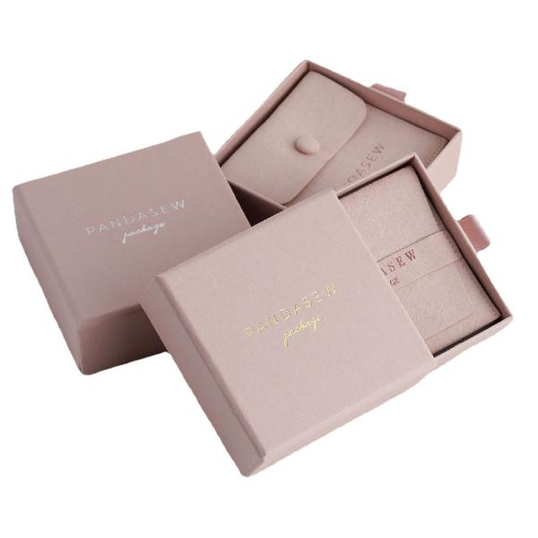 Cardboard Minimalist Jewelry Gift Necklace Presentation Box Storage Pink ODM
