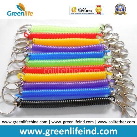 Chinese Factory Wholesale Black Clear Spring Coiled Keychain Leash