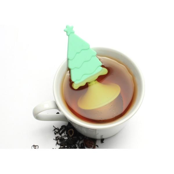 BPA Free Christmas tree Stainless Steel reusable silicone tea bags Silicone Handle with Drip Tray