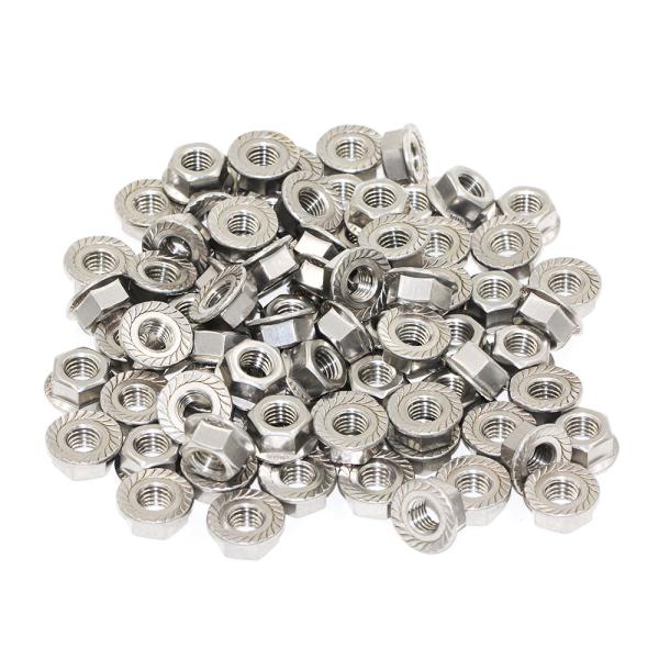 Nozes de flange hexadeca de aço inoxidável certificadas pela SGS M7 M8 M10 304 Grau 6. 8 / 8. 8 / 10. 9 / 12.9