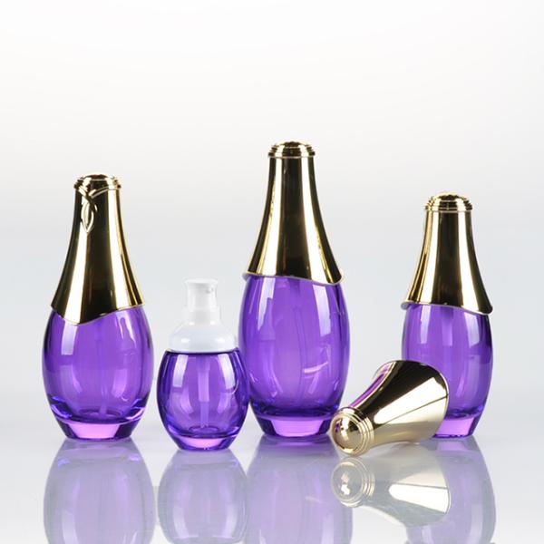 Light Purple Cosmetic Pump Glass Lotion Bottles Glass Skincare Bottles For Serum 120ml