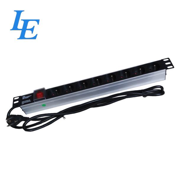 19 Inch Server Rack PDU France Style 3 Phase Rated Voltage 250VAC Length 2m