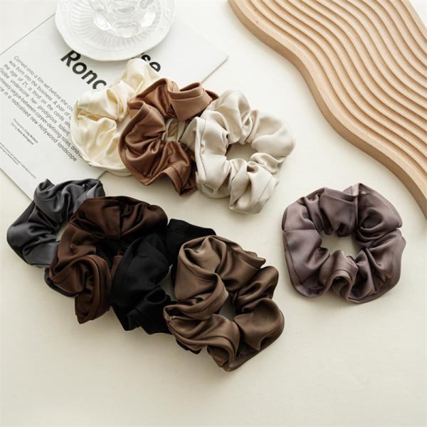 French slouchy black satin plus-size scrunchie Headpiece girls floral hair accessories Large loop hair rope headpiece