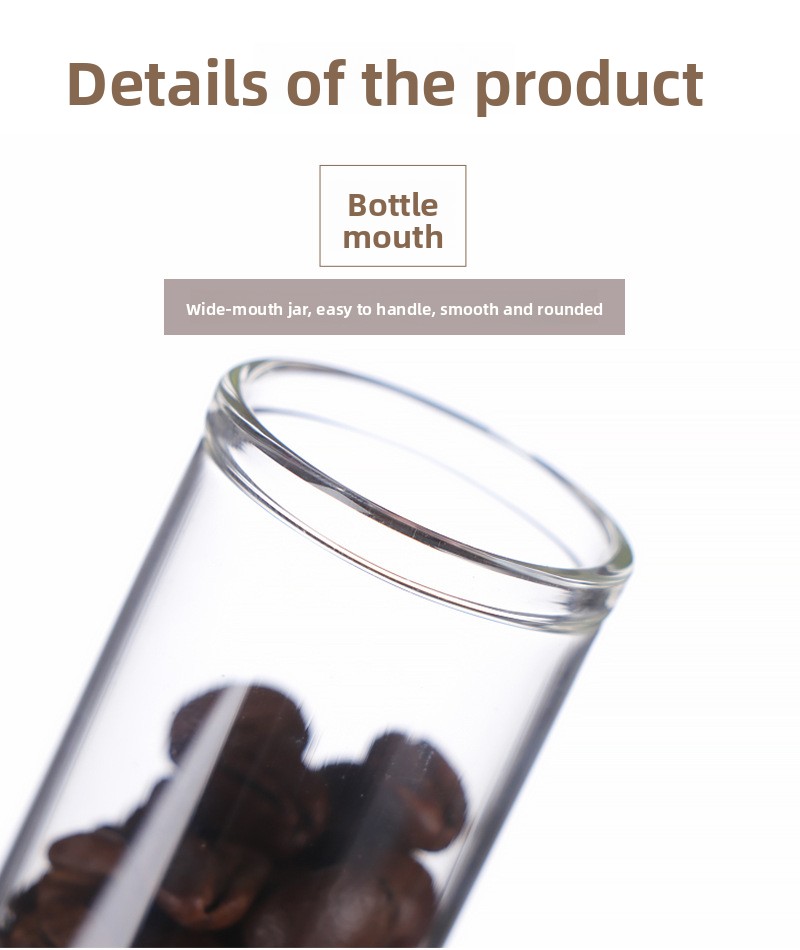 30mm Transparent Flat Mouth for Test Tube Bottle with Rose Flower Dispensing Bamboo Lid Straight Glass Candy Container