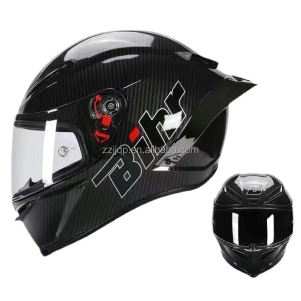 Full Face Carbon Fiber Pattern Motorcycle Helmet Bill K6 Large for Knight's Protection