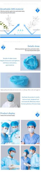 OEM Clip Head Cap Disposable Surgical Operating Room Scrub Hats Blue
