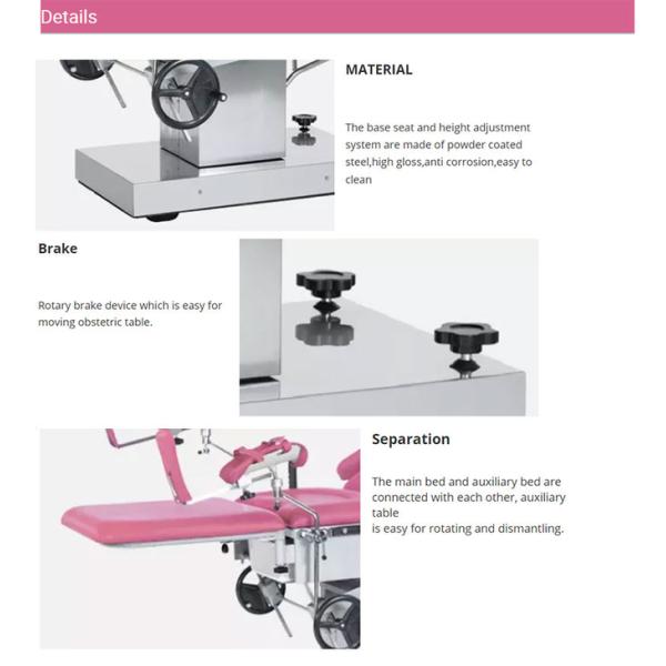 Manual Obstetric Delivery Bed Multifunction Adjustable Gynecology Operation Table A105 Stainless Steel