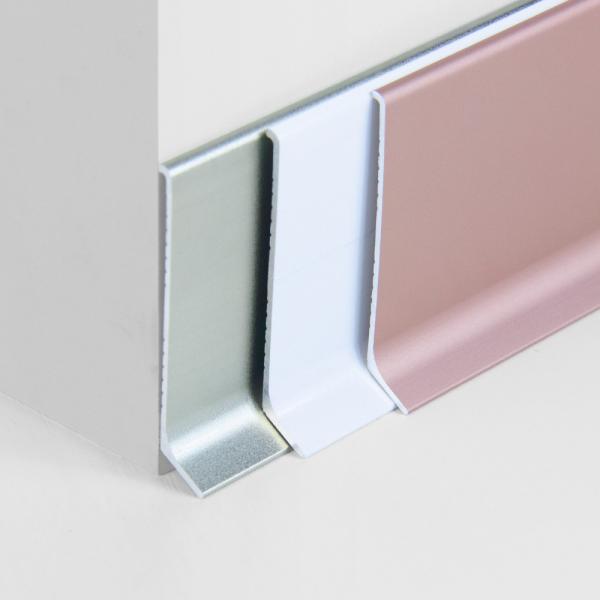 Brushed Silver Aluminium Skirting Board 60mm For Wall Edge Protection