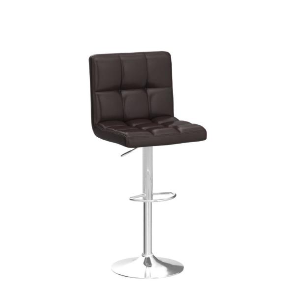 Height Adjustable Modern Barstools with Swivel PU Leather Chair 19.5D x 17W x 36.5H