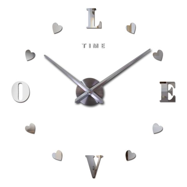 Love Letter Self-adhensive Wall Stickers Unique Modern Wall Clocks Acrylic Mirror Custom Wall Clock