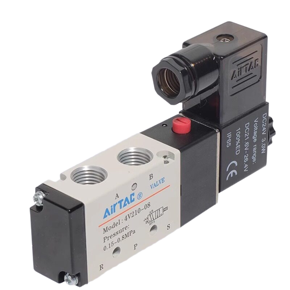Manual Override Equipped 4V210-08 Solenoid Valve G1/4 Port 0.89 Cv for Robotic Motion Control and Fixture Actuation by AirTAC