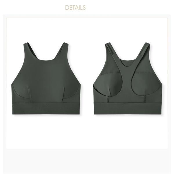 Padded Womens Sports Bra Y Shaped Back Shockproof wirefree High Neck Sports Top