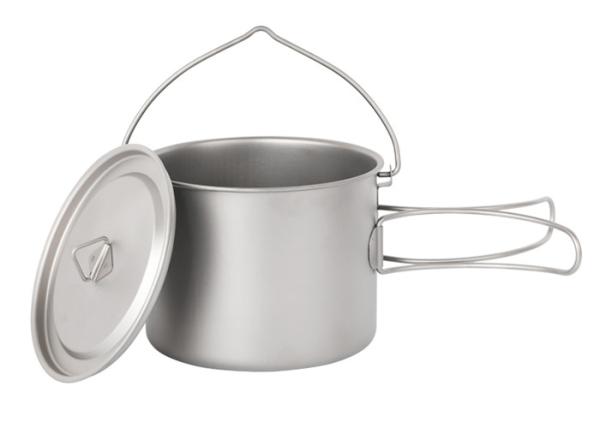 Durable Titanium Camping Parts Pure Titanium Cooking Pot 2 In 1 Design 1100ml 900ml