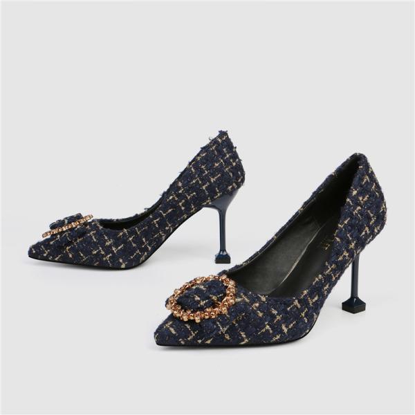 ZM022 857-10 Autumn New 2020 Sexy Women'S High Heel Shoes Wholesale Diamond Cat Heel Shallow Shoes