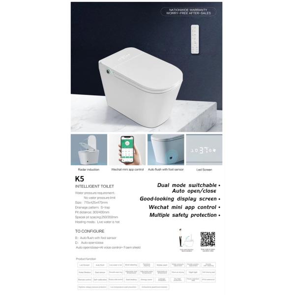 Туалет повешенный стеной умный с автоматическим притоком вокруг умного Wc 400mm