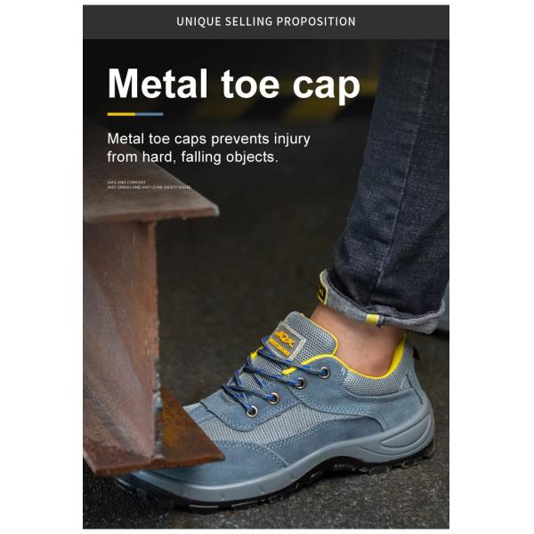 Breathable Industrial Safety Shoes Yellow Leather Steel Toe Boots For Men