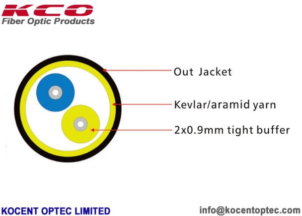 2 Fiber 4 Core Optical Fiber Cable FTTA 4.8mm Indoor Outdoor Field TPU LSZH Non Armored