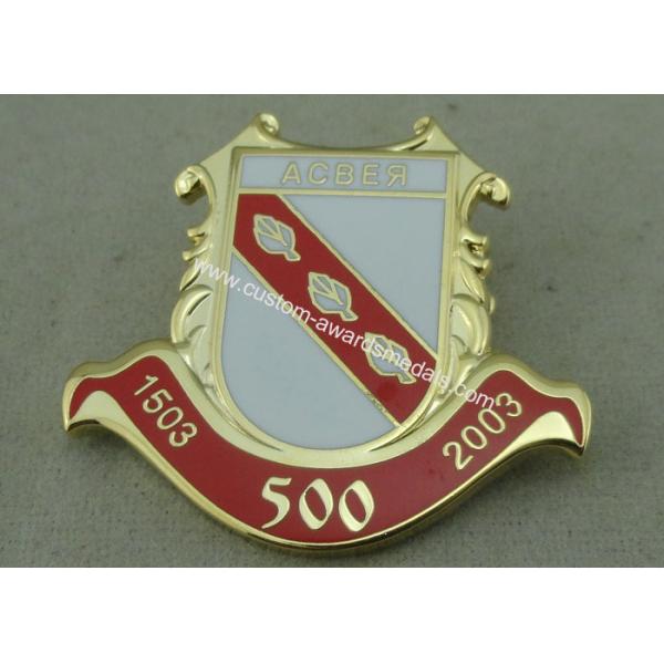 Brass Hard Enamel Pin Badges , Die Stamped Military 3D Brooch Gold Badge