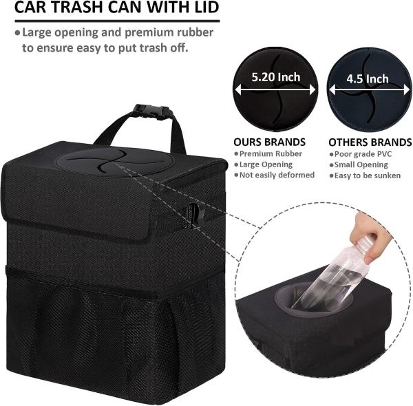 Car Trash Can For Car Cute, Car Trash Bag Bin Hanging Waterproof Automotive Car Garbage Cans Leak Proof Vehicle