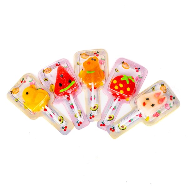 Colorful Gummy Candies Cartoon Shape Soft Lollipop Candy Fruit Flavor Candy Sweets
