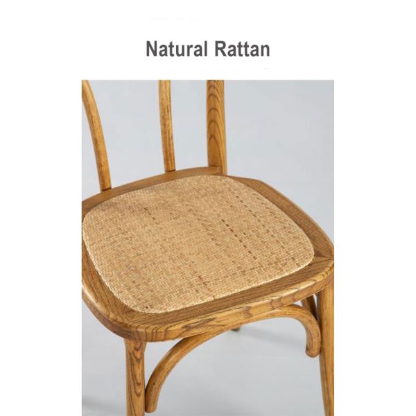 Strong Solid Wood Dining Chairs Stackable Bentwood Chairs for Restaurant Rattan Coffee Chairs Retro