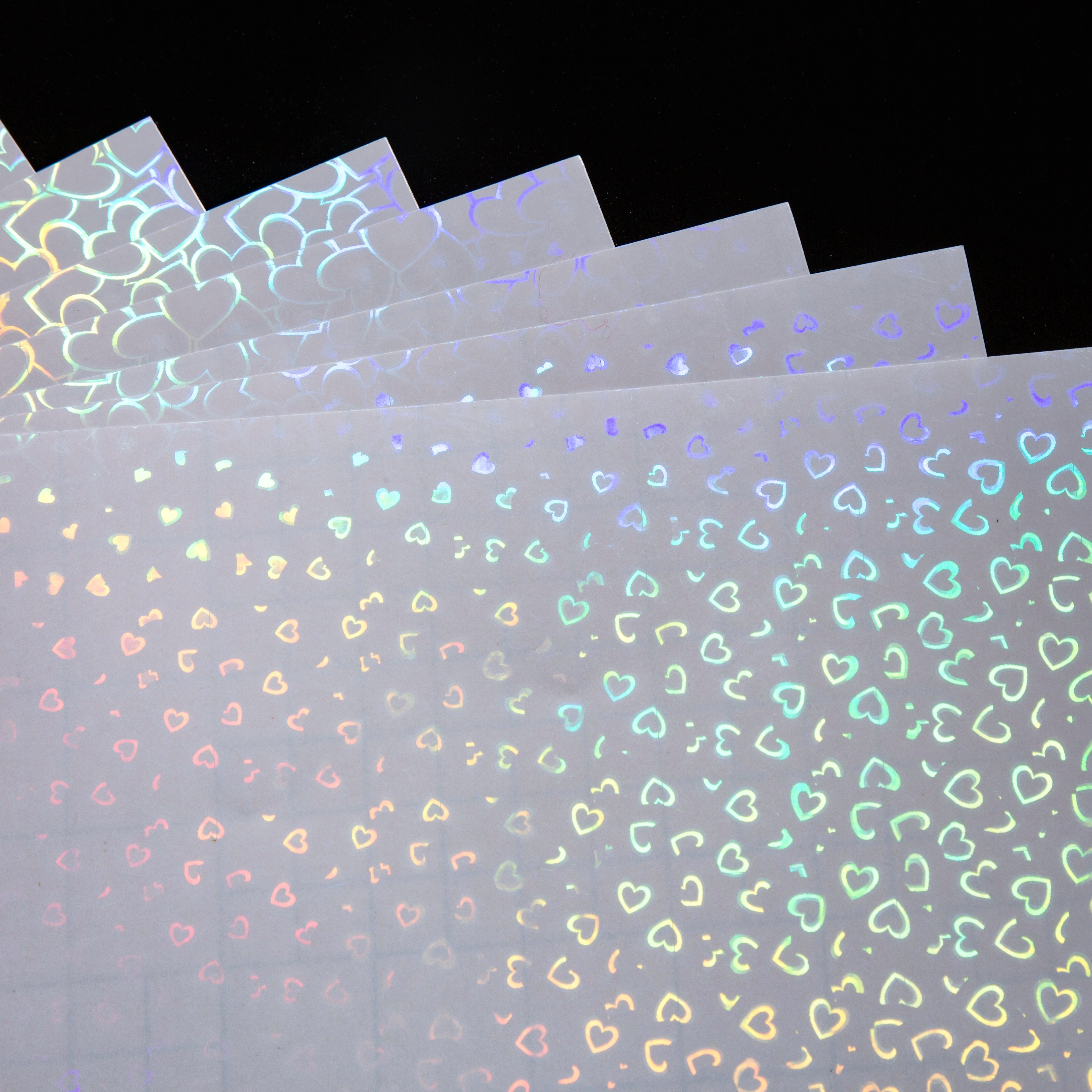 A4 Sheet Transparent PVC PP Heart Holographic Cold Lamination Film Self-Adhesive Decorative Sheet For Durable Lamination